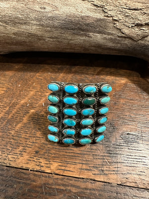 Zuni Four Row Square Ring