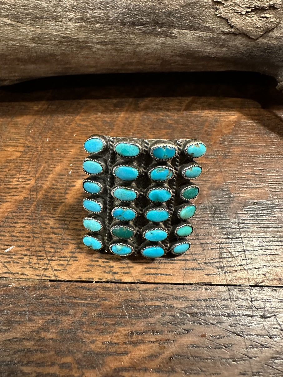 Zuni Four Row Square Ring