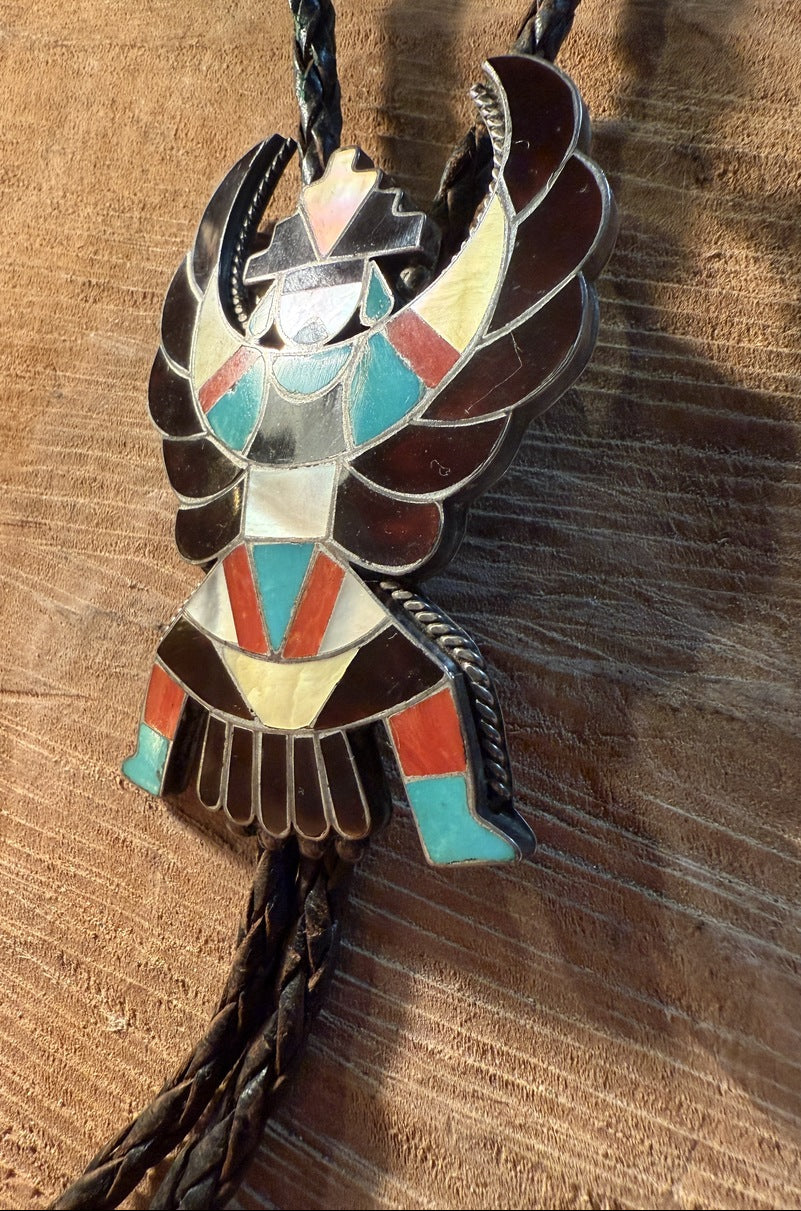 Zuni Inlay Dancer Bolo Tie