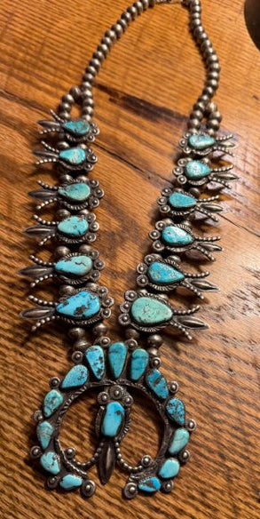 Zuni Morenci Squash Blossom Necklace