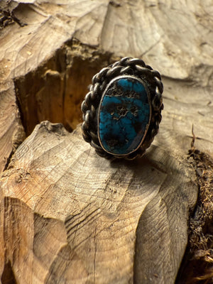Zuni Morenci Turquoise Ring with Pyrite