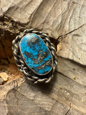 Zuni Morenci Turquoise Ring with Pyrite