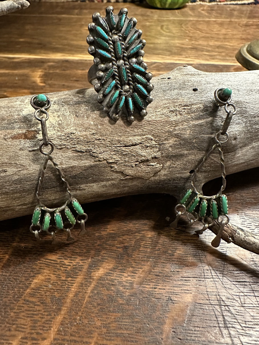 Zuni Needle Ring and Earrings