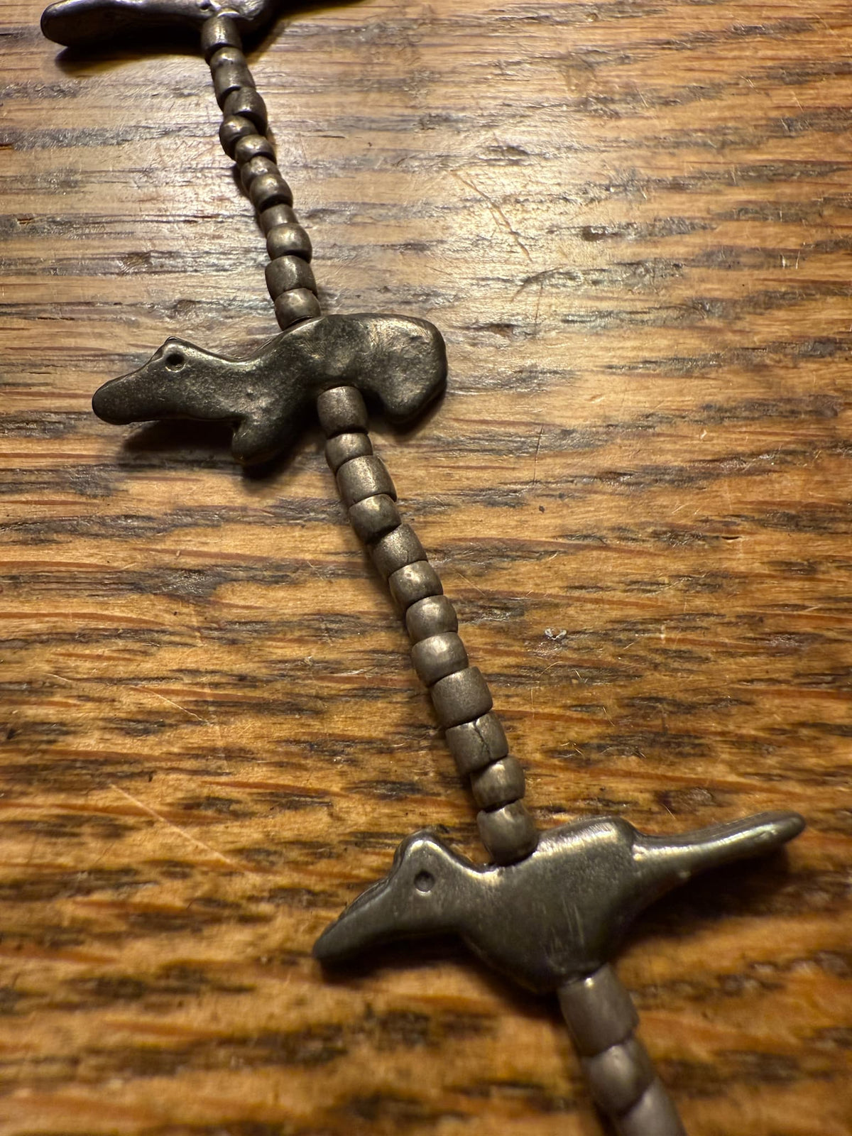 Zuni Sand Cast Silver Fetish Necklace