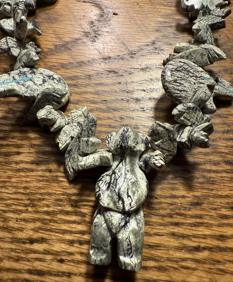 Zuni Squaw Wrap Fetish Necklace