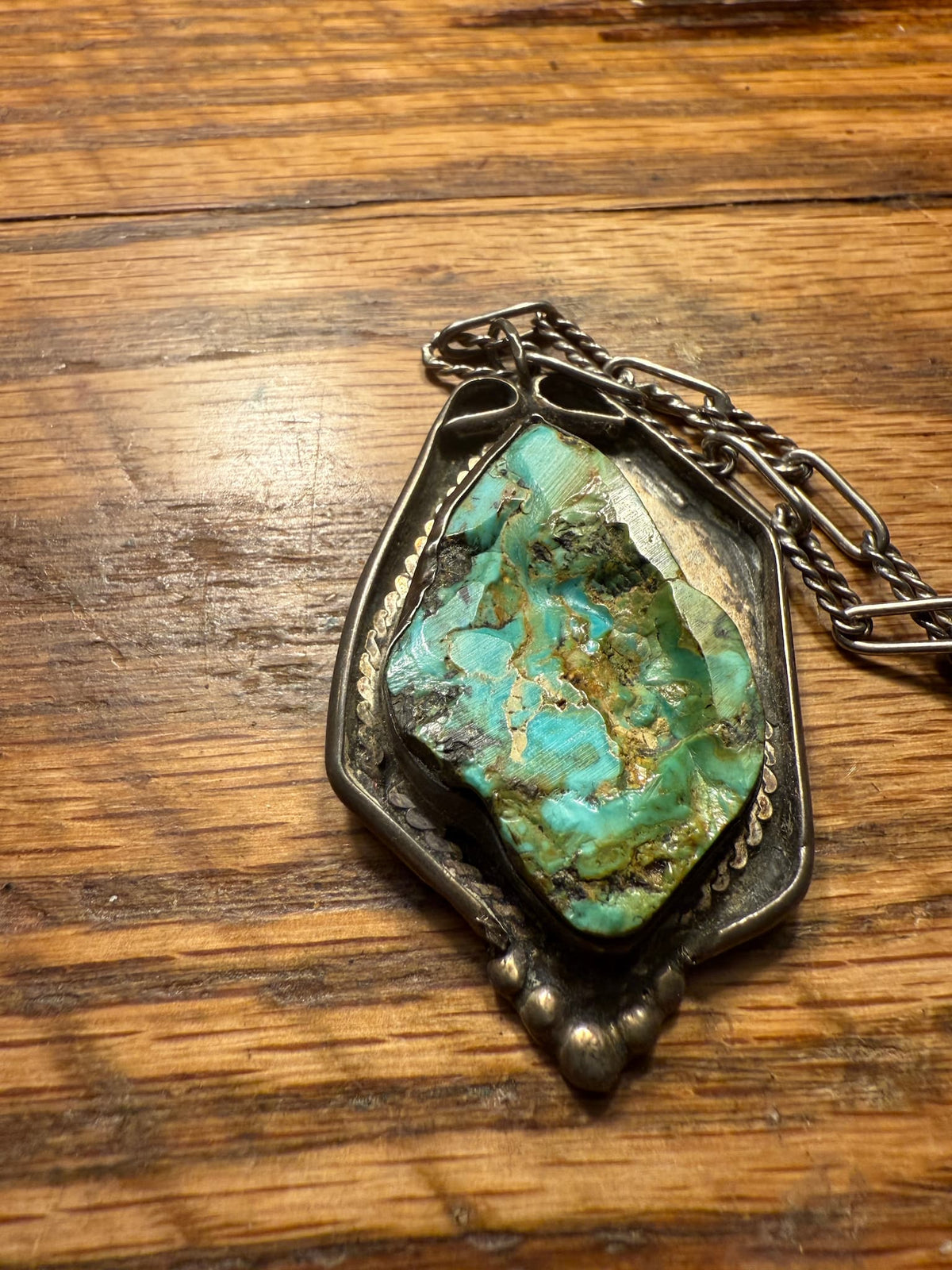 Zuni Turquoise Slab Pendant Necklace
