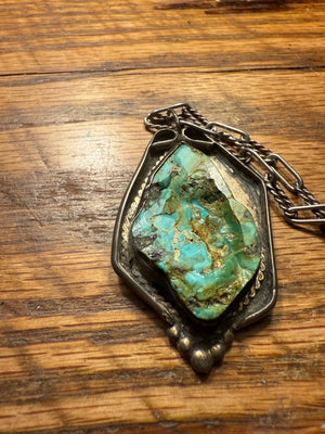 Zuni Turquoise Slab Pendant Necklace
