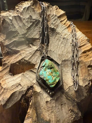 Zuni Turquoise Slab Pendant Necklace